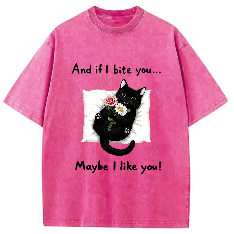 Cat's Expression Of Love Washed T-Shirt