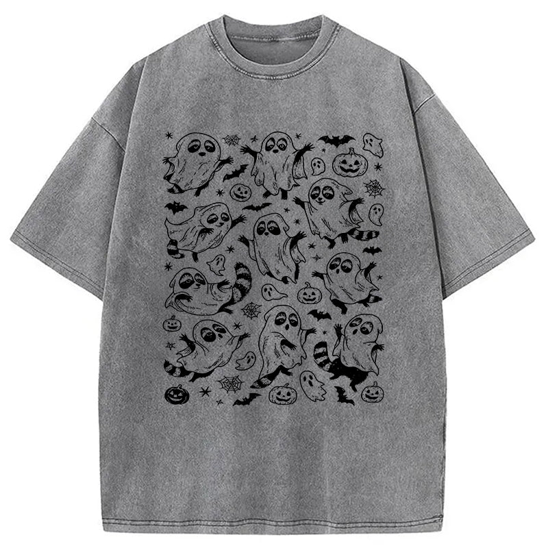 Spooky Ghost Raccoon Washed T-Shirt