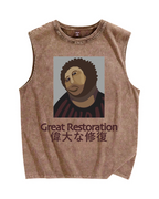 Great restoration Vintage Distressed Washed Tank Top