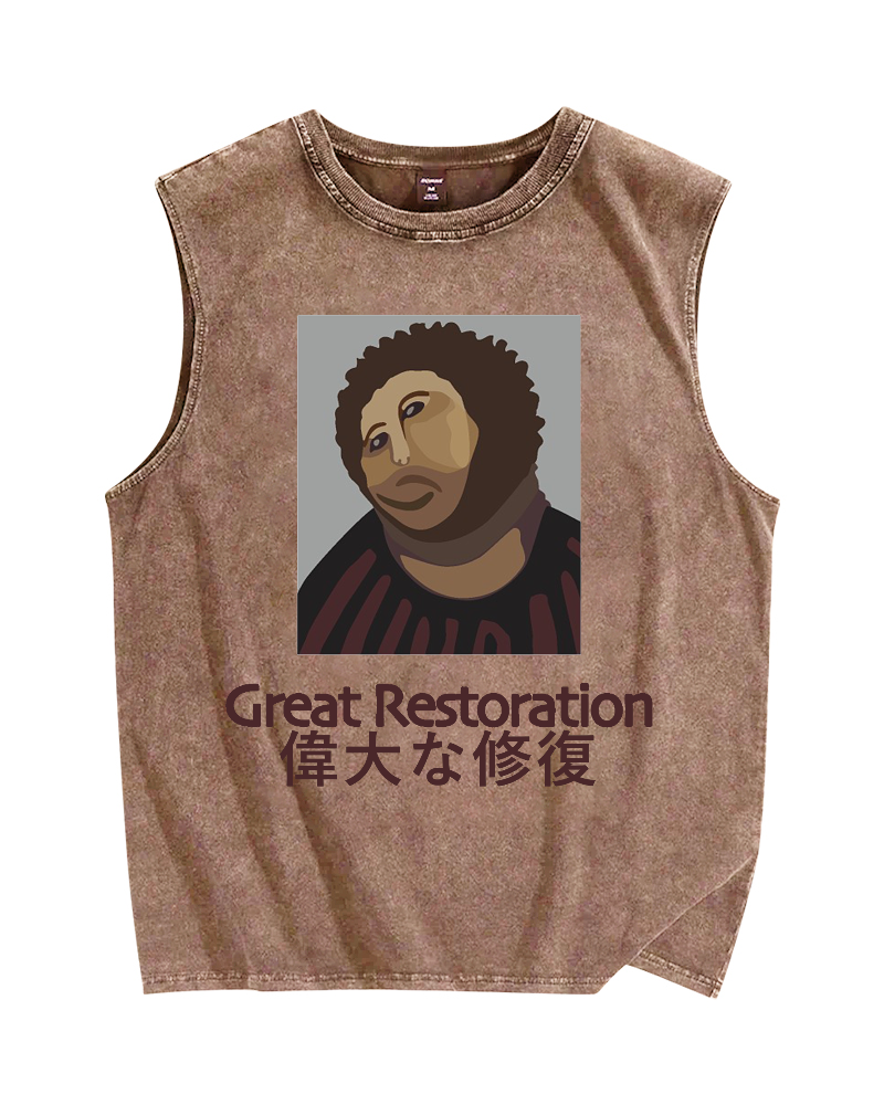 Great restoration Vintage Distressed Washed Tank Top