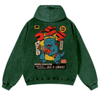 Spicy Dinosaur Vintage Washed Cotton Back Art Hoodie