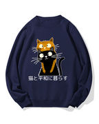 Live Peacefully With Cats Cotton Sweatshirt
