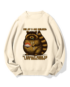 Raccoon Eating Sushi Cotton Sweatshirt
