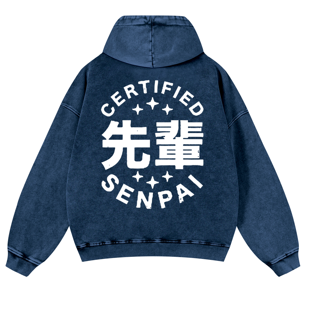 Certified Senpai Vintage Washed Cotton Back Art Hoodie