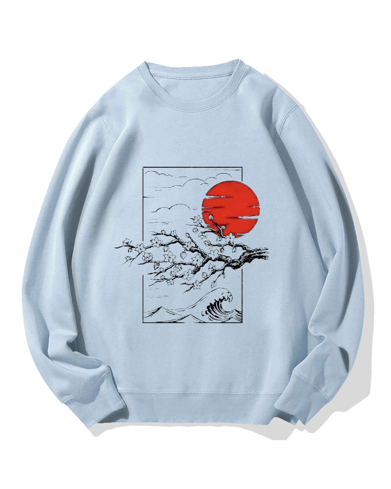 Japanese Sakura & hinomaru Cotton Sweatshirt