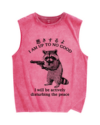 Raccoon Disturbing The Peace Vintage Distressed Washed Tank Top