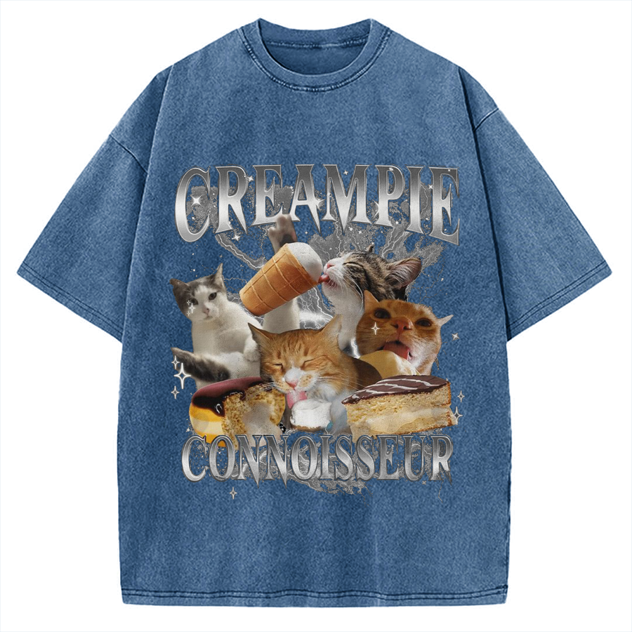 Creampie Connoisseur Meme Vintage Washed T-shirt
