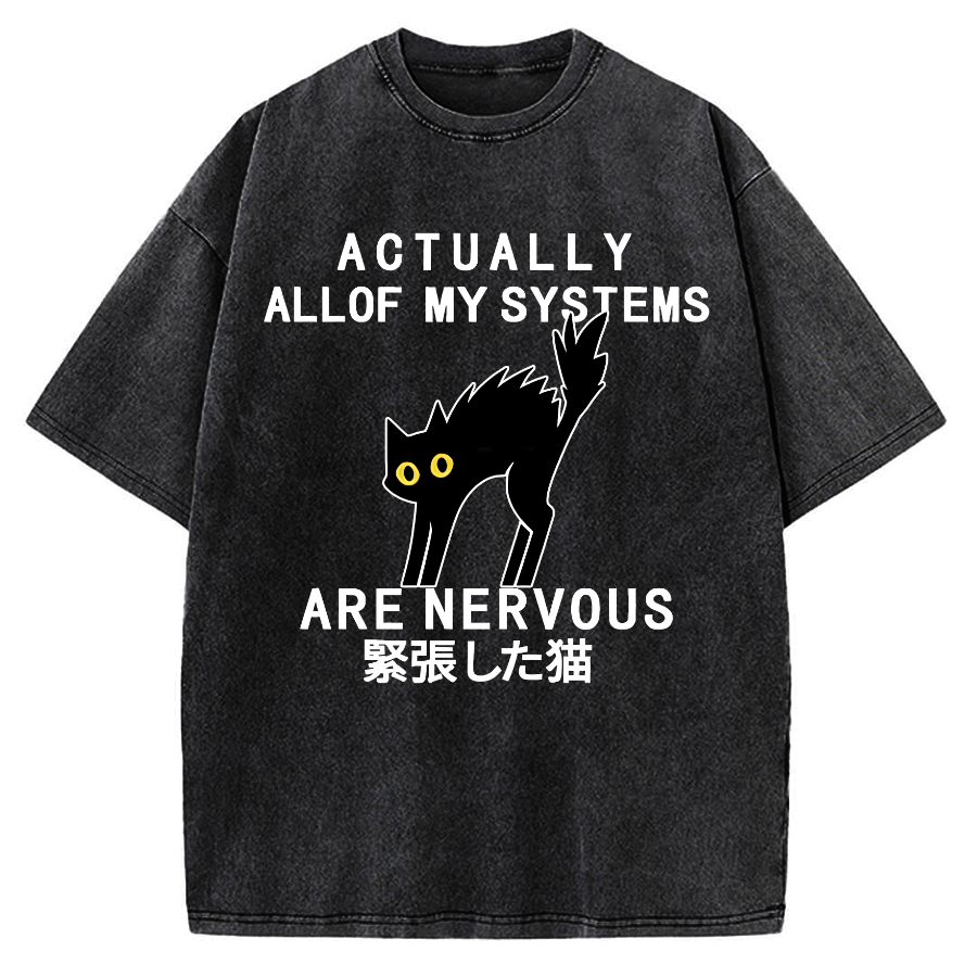 Nervous Cat Vintage Washed T-shirt
