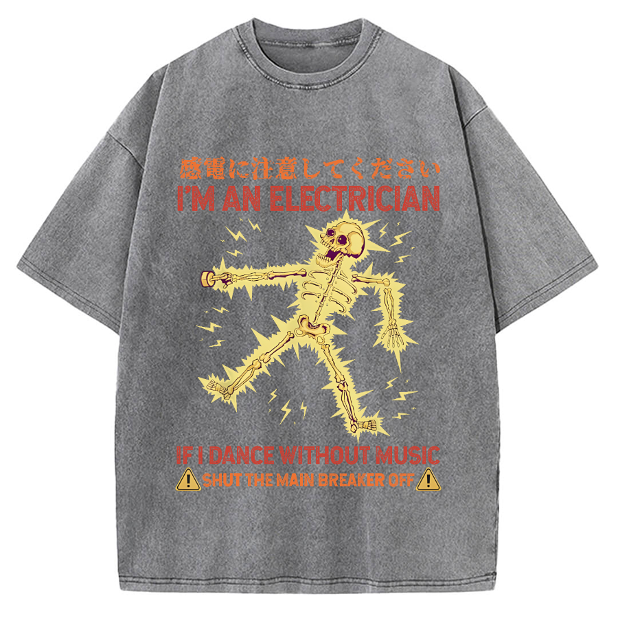 Electrician Dance Skeleton Vintage Washed T-shirt