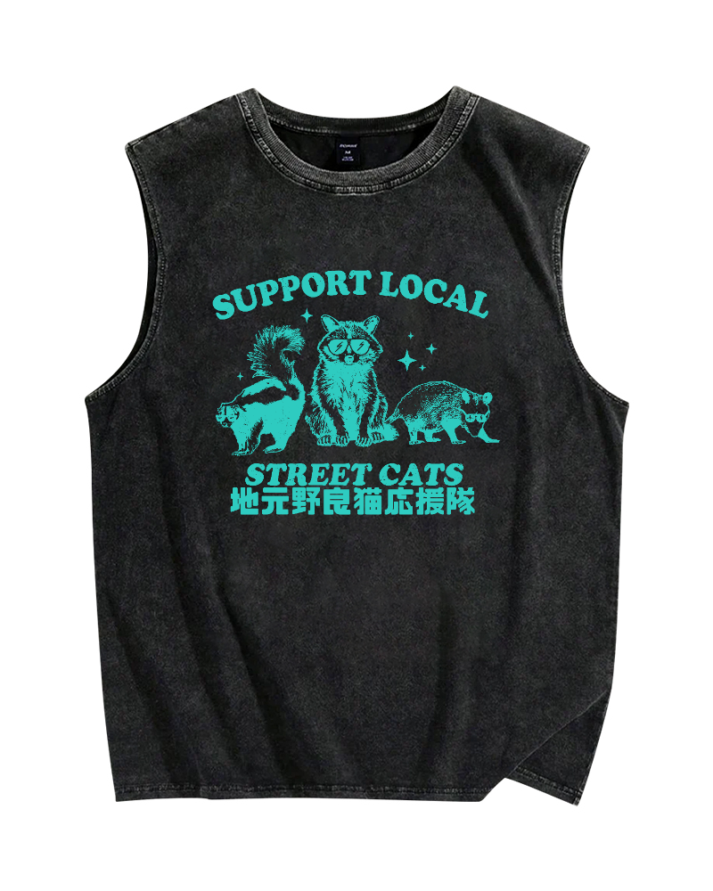 Support local street cats Vintage Distressed Washed Tank Top