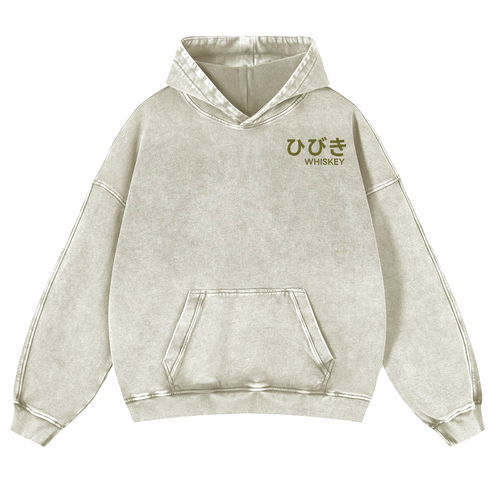 Hibiki Whisky Vintage Washed Cotton Back Art Hoodie