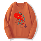 Japan Octopus Cotton Pullover Sweatshirt