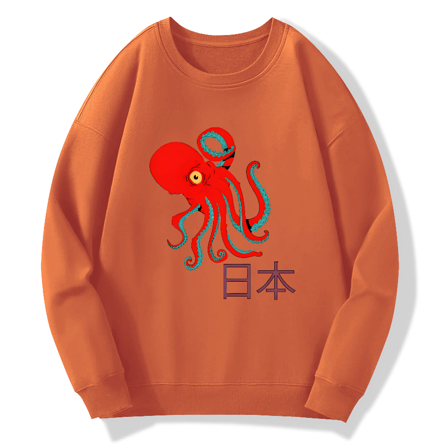 Japan Octopus Cotton Pullover Sweatshirt