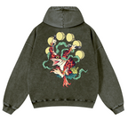 Frog Vintage Washed Cotton Back Art Hoodie