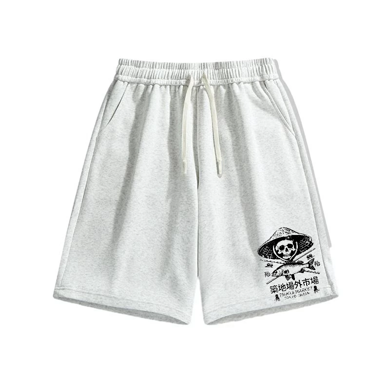 Tsukiji Market Skeleton Cotton Casual Shorts