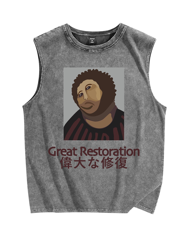 Great restoration Vintage Distressed Washed Tank Top