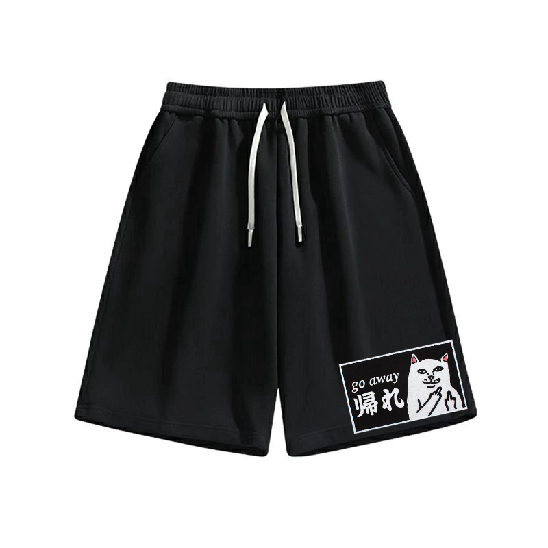 Go Away White Cat Cotton Shorts