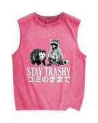 Stay Trashy Vintage Distressed Washed Tank Top