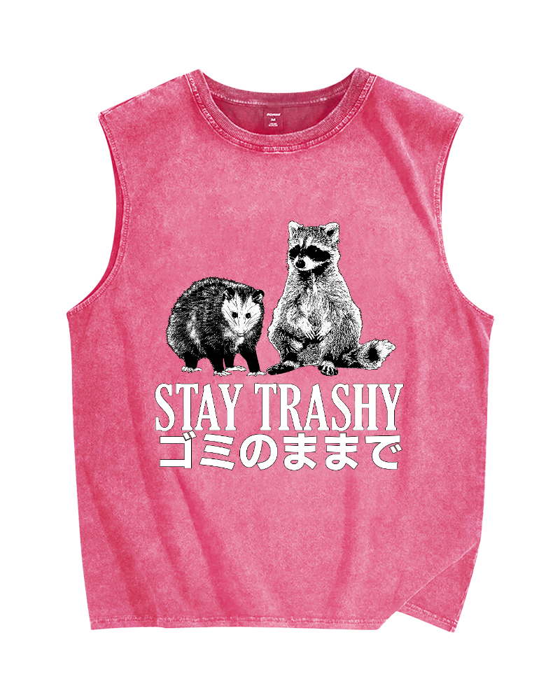 Stay Trashy Vintage Distressed Washed Tank Top