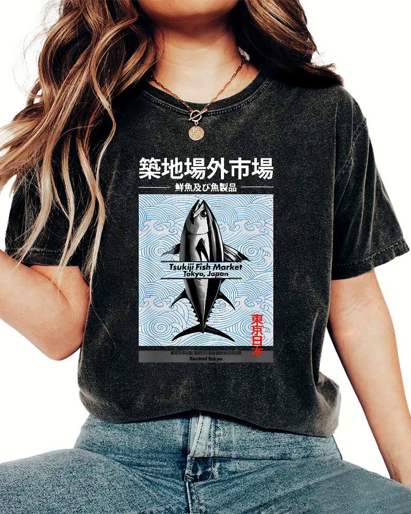 Tokyo Tsukiji Off Market, Japan Vintage Washed T-shirt