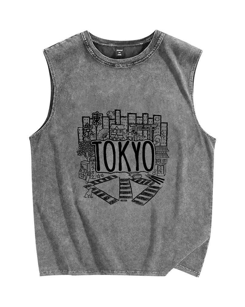Tokyo Vintage Distressed Washed Tank Top