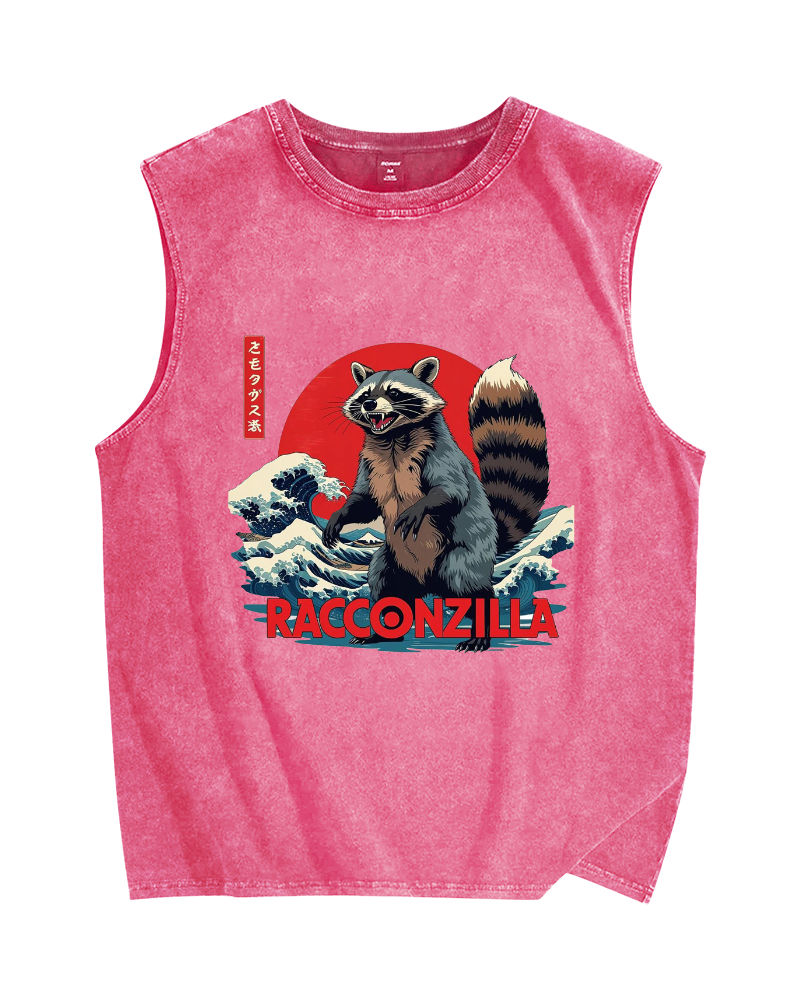 Racconzilla Vintage Distressed Washed Tank Top