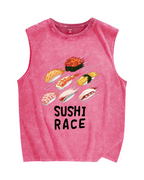 Sushi race Vintage Distressed Washed Tank Top