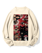 Psychedelic Black Cat Cotton Sweatshirt