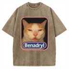 Benadryl Meme Cat Vintage Washed T-shirt