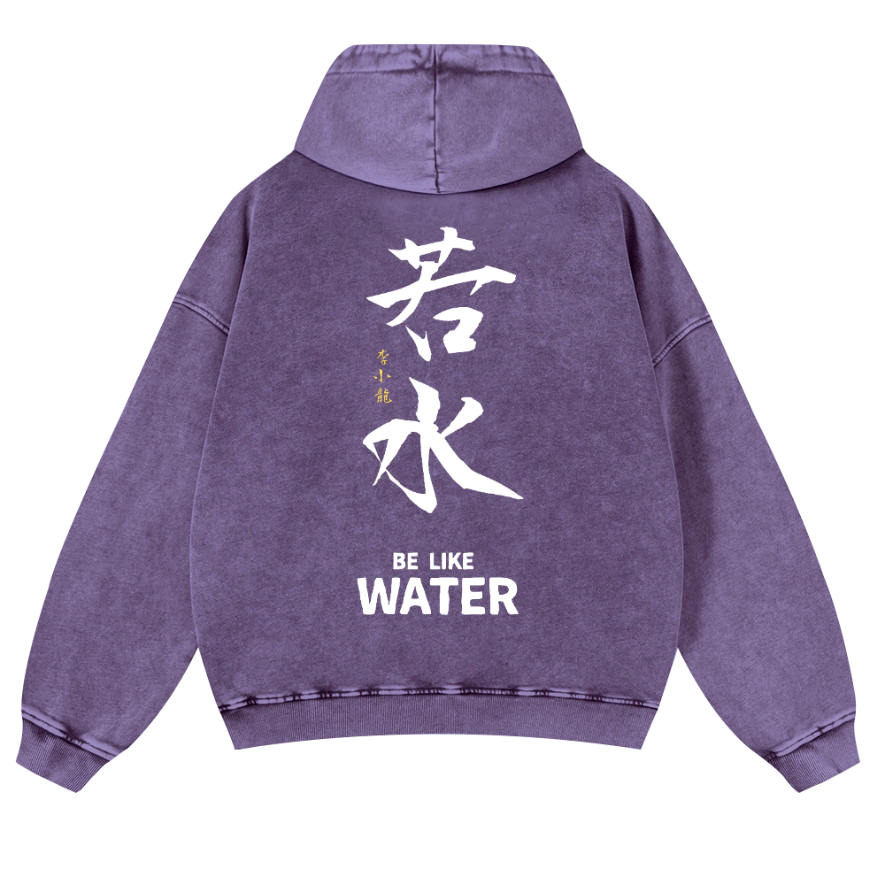 Bruce Lee Water Vintage Washed Cotton Back Art Hoodie