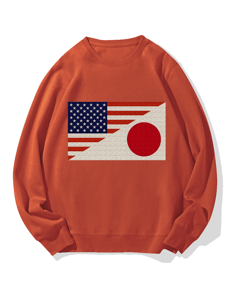 Japan-US Flag Cotton Sweatshirt