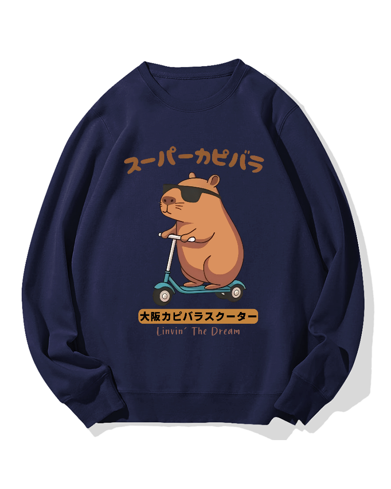 Osaka Capybara Scooter Cotton Sweatshirt
