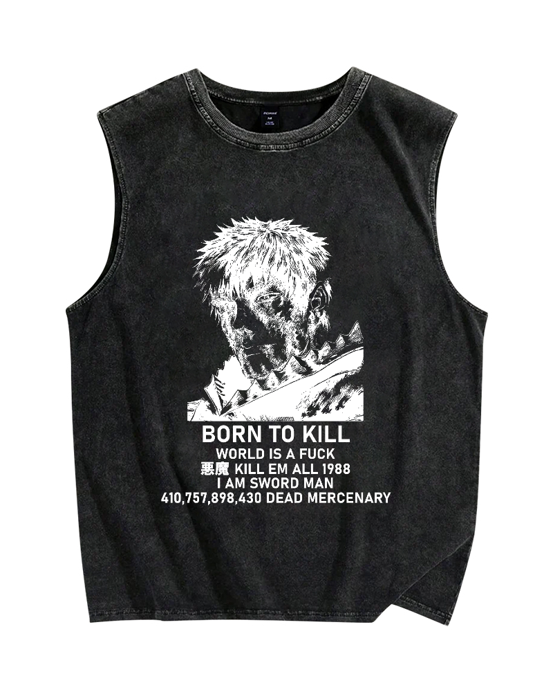 Born to Kill Vintage Distressed Washed Tank Top