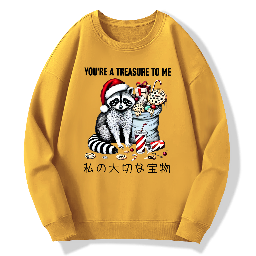 You are my treasure, Christmas wild raccoon Cotton Pullover Sweatshirt