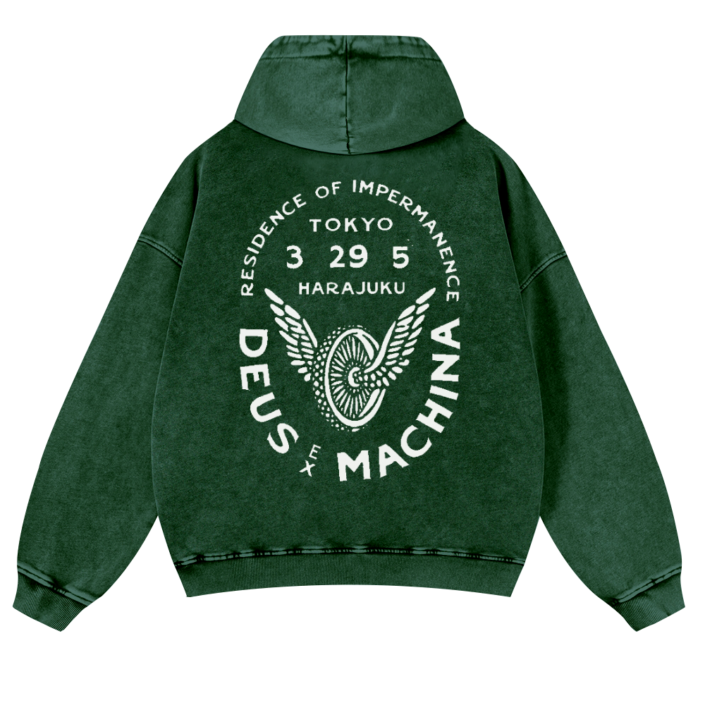 Harajuku Vintage Washed Cotton Back Art Hoodie