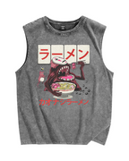 Japanese Anime No-Face Vintage Distressed Washed Tank Top