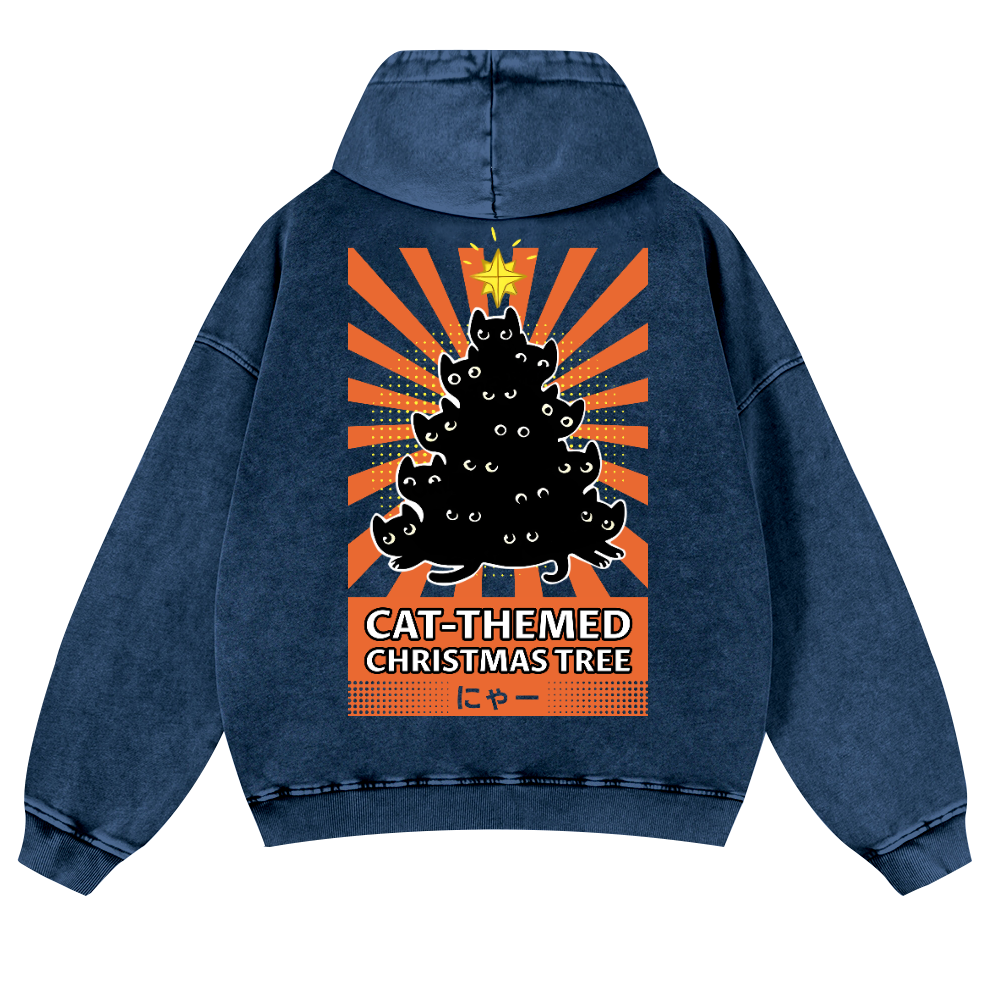 Christmas Tree Vintage Washed Cotton Back Art Hoodie