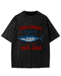 Japanese Tuna Pattern Vintage Distressed T-shirt