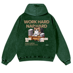 Cat Vintage Washed Cotton Back Art Hoodie