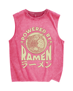 Power By Ramen Japanese Vintage Distressed Washed Tank Top