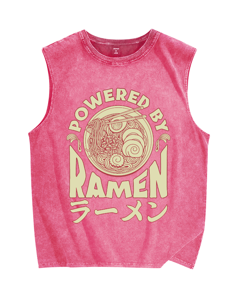Power By Ramen Japanese Vintage Distressed Washed Tank Top