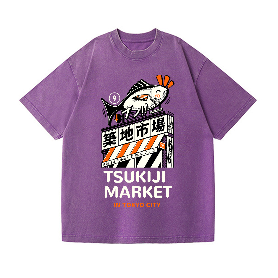 Tsukiji Market Vintage Wash Japanese Design T-Shirt