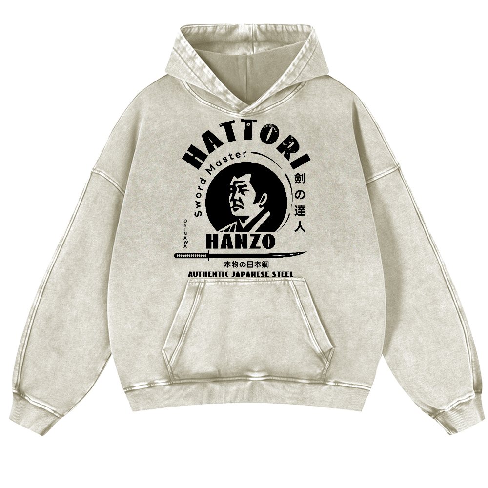 Okinawa Hattori Hanzo Vintage Washed Thick Cotton Hoodie