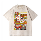 Lucky Cat Vintage Wash Japanese Design T-Shirt