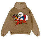 Speed Racer Vintage Washed Cotton Back Art Hoodie
