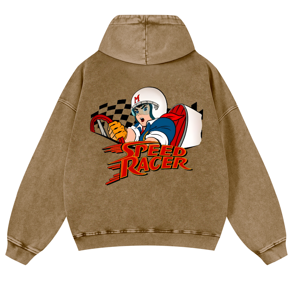 Speed Racer Vintage Washed Cotton Back Art Hoodie