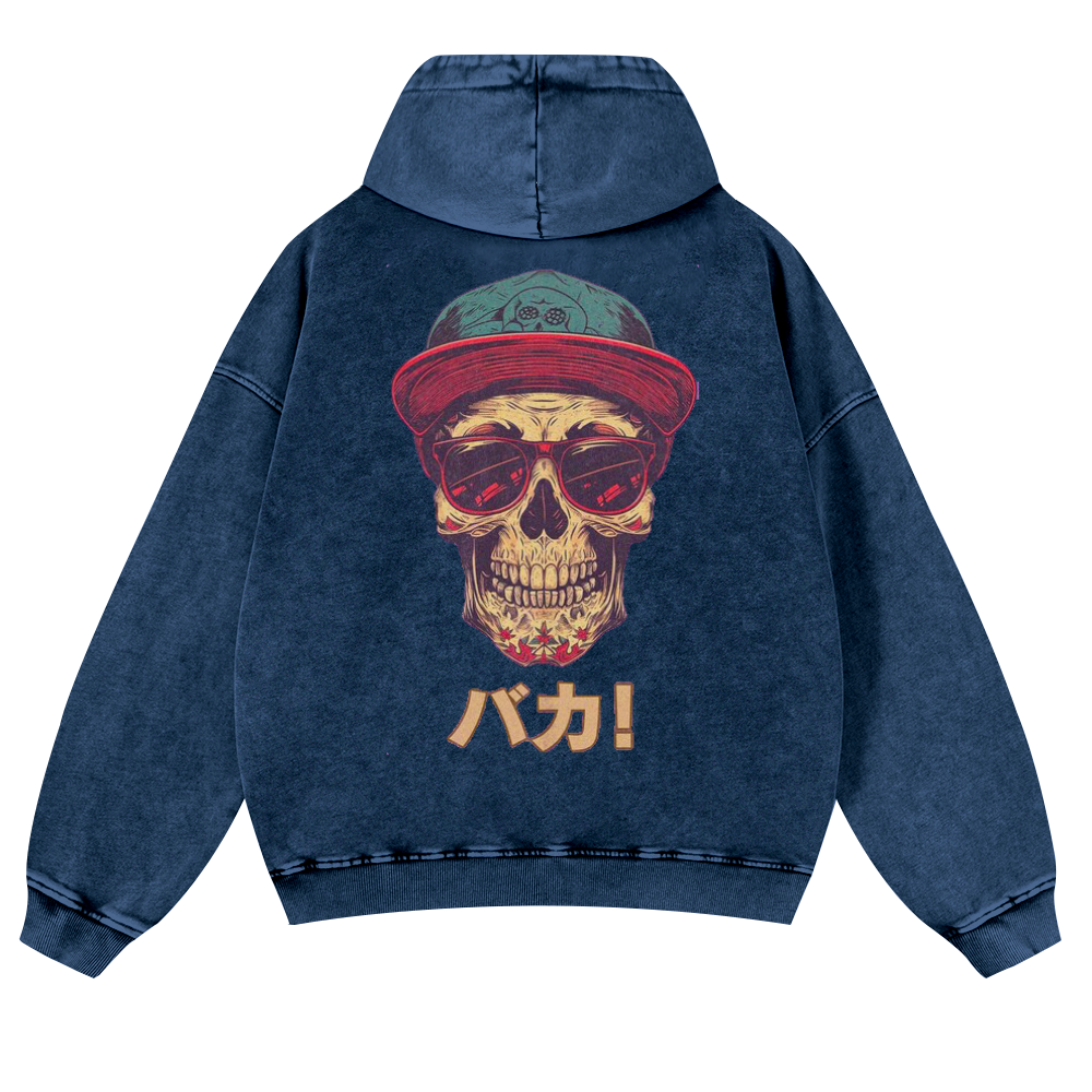 Skull Vintage Washed Cotton Back Art Hoodie