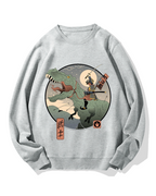Japanese Dinosaur Warrior Cotton Sweatshirt
