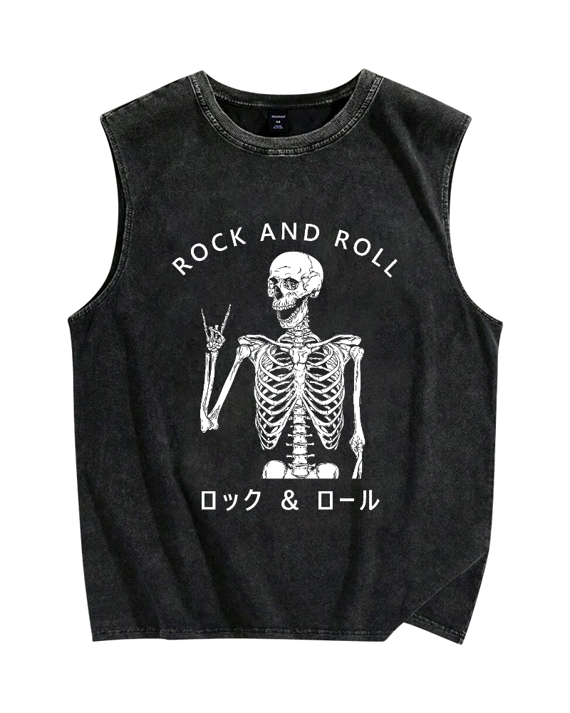 Rock & Roll Vintage Distressed Washed Tank Top