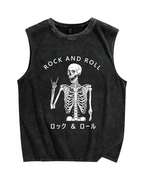 Rock & Roll Vintage Distressed Washed Tank Top
